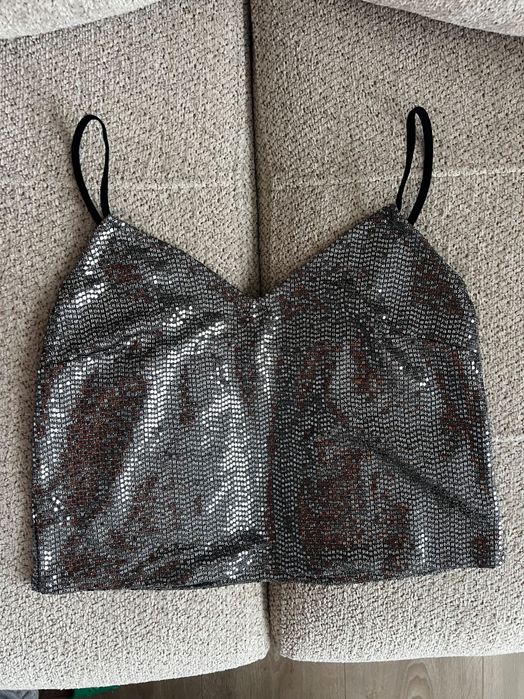 Блестящ дамски потник/топ