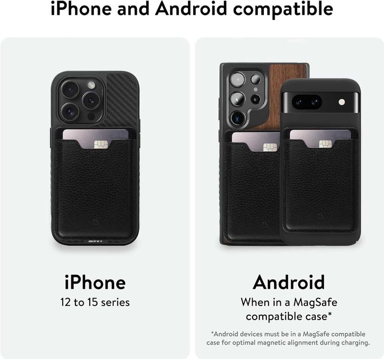 Mous MagSafe магнитен портфейл за мобилен телефон, MagSafe– черна кожа