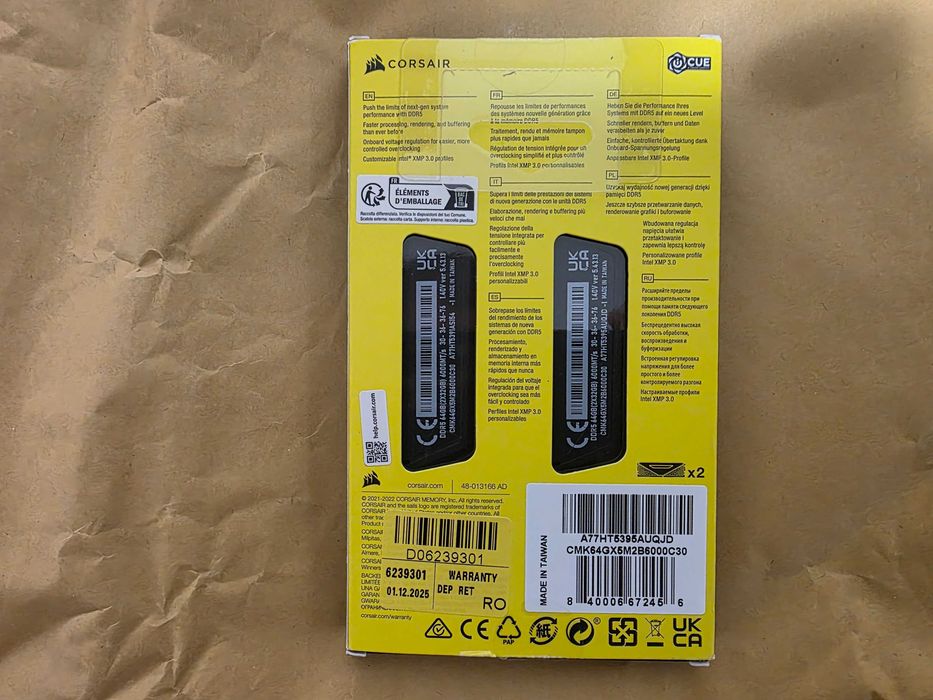 Corsair Vengeance 64GB DDR5, 6000MHz, CL30