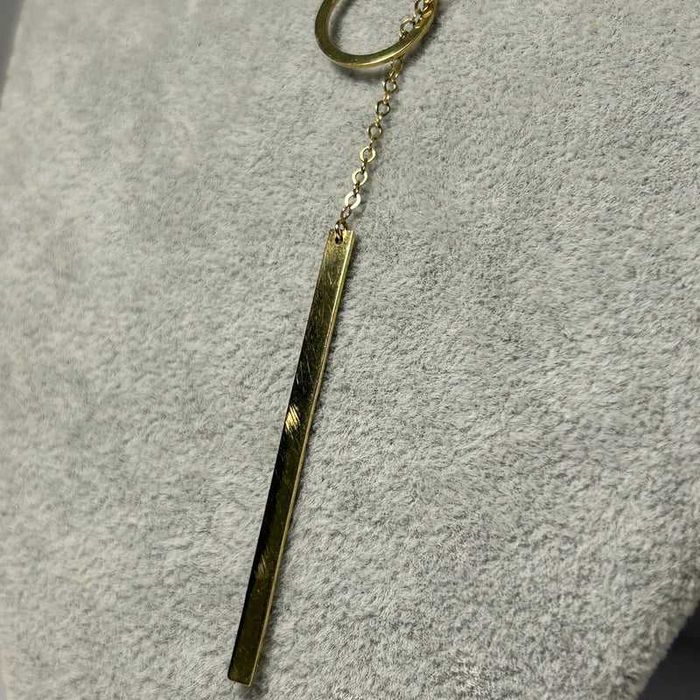 Colier Lariat din Aur 14K cu Cerc și Element Vertical