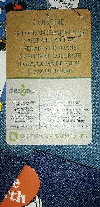 Ghiozdan Mickey Mouse echipat cu rechizite