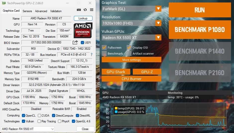 Placa video MSI Radeon RX 5500 XT MECH OC, 8GB GDDR6, 128-bit