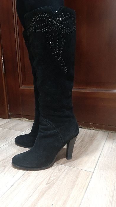 Сапоги зимние замшевые