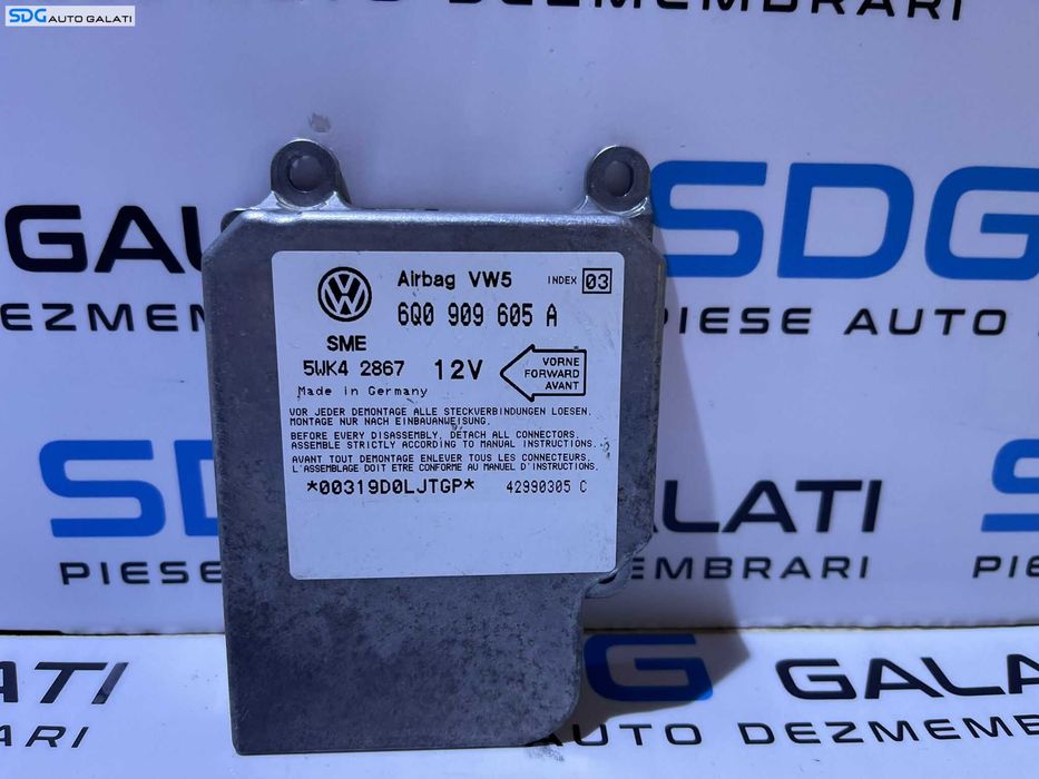 Unitate Modul Calculator Airbag Index 03 Volkswagen Golf 4 1998 - 2006 Cod 6Q0909605A [AV1303]
