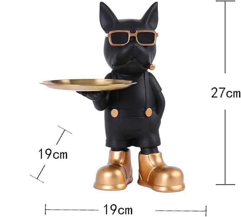 Статуэтка подставка фигурка декоративный бульдог с подносом