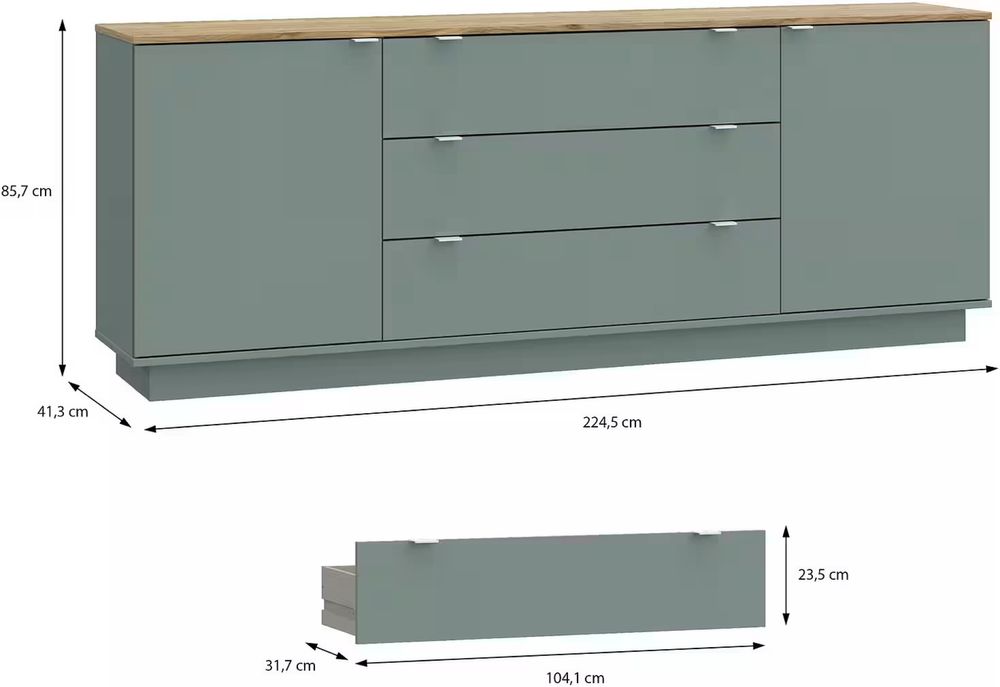 Comoda cu 3 sertare si doua usi 224cm