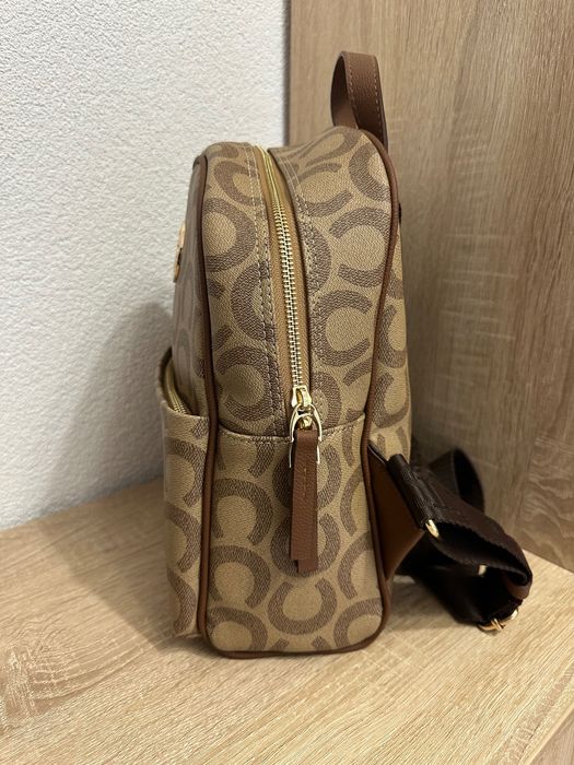 U.S. Polo Assn., Раница от еко кожа с лого, Бежов, Канелено кафяво