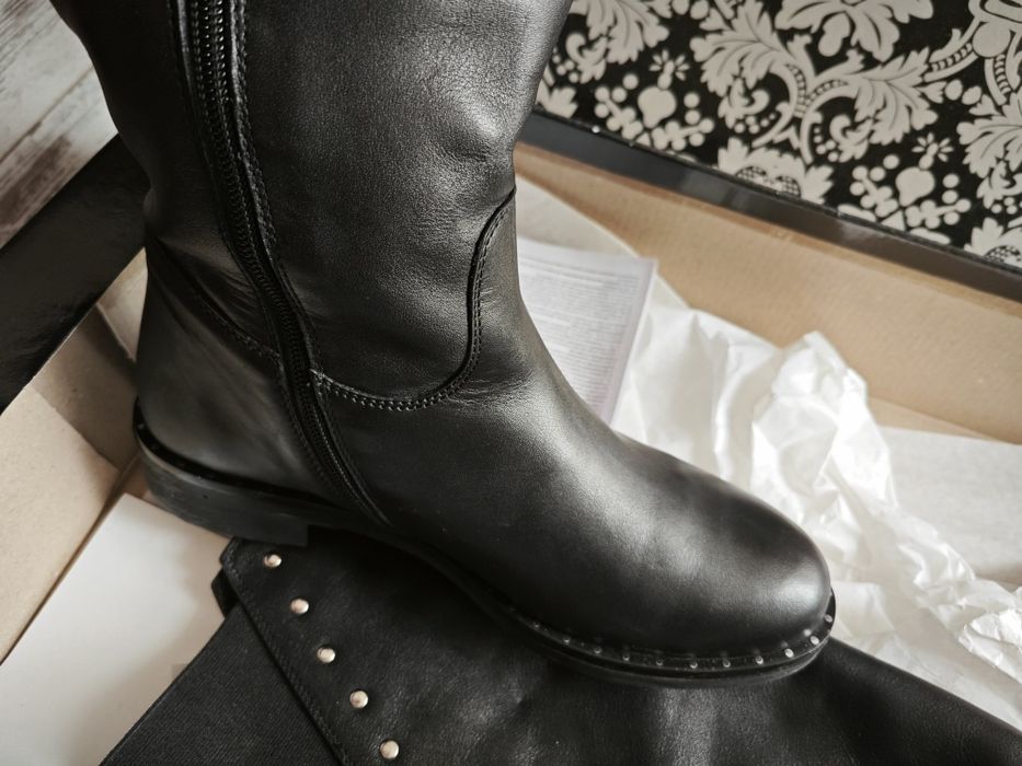 Дълги ботуши естествена кожа