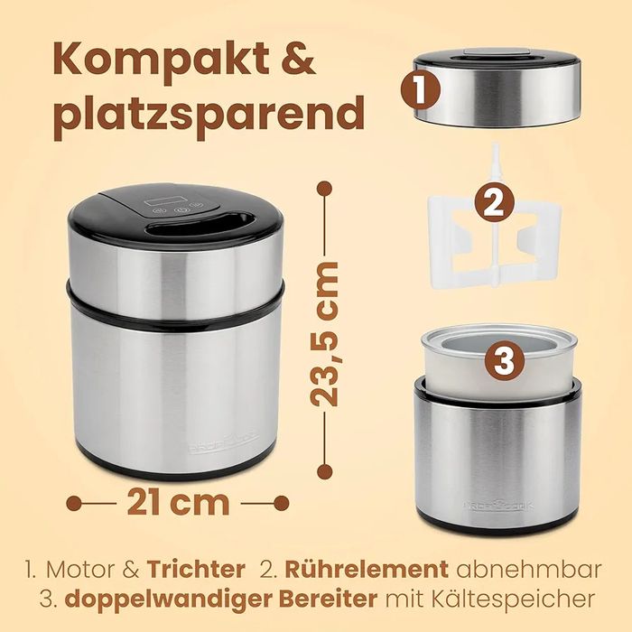 Машина за сладолед ProfiCook PC-ICM 1140, Капацитет 1.8 л