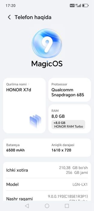honor x7d srochna  kelishamz