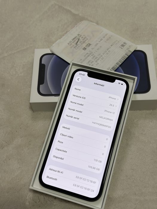 iPhone 12 Black 128 GB ca nou stare absolut impecabila 87% 5G full box