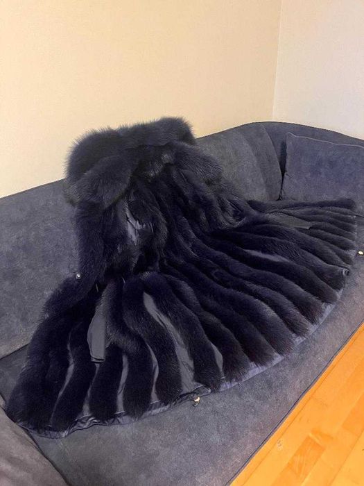 Haina din blana naturala de vulpe cu doua fete