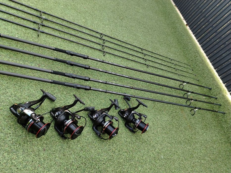 SET 4 Lansete  EBISU CARP 3.90 m 3.75 Lbs + 4 Mulinete Eastshark 12000