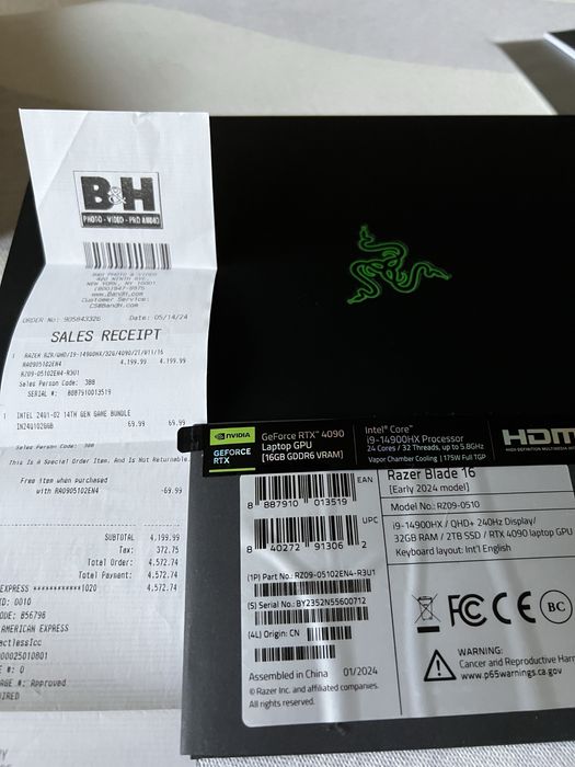 RAZER Blade 16 OLED RTX 4090 (г. 2024)