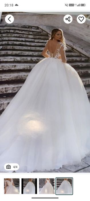 Vând rochie de mireasa,purtata o singura data, mărimea 38