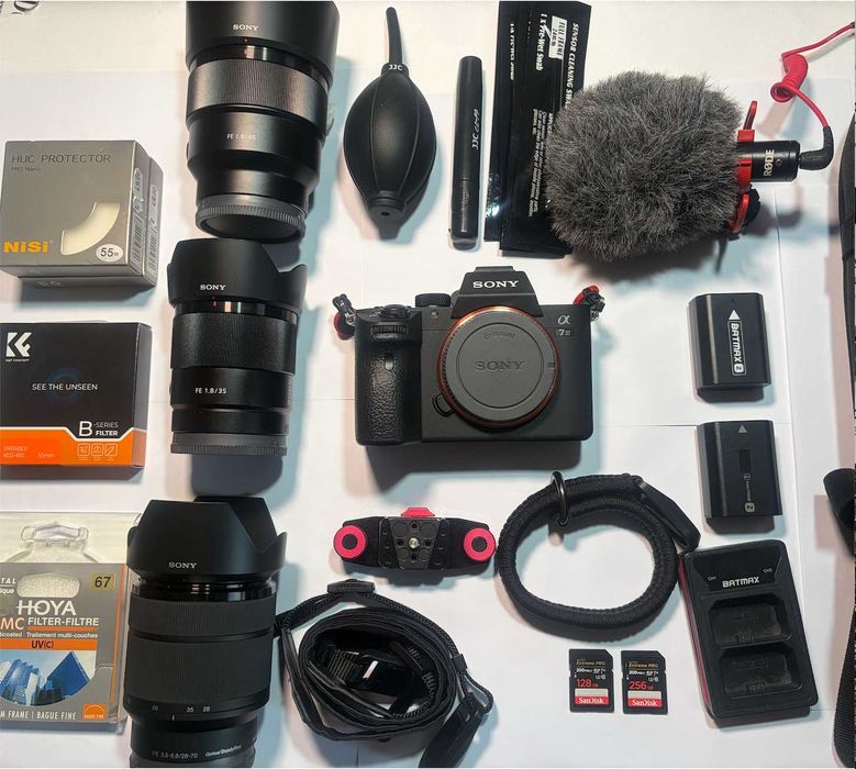 Sony A7 III (8061 кадъра) + 3 Обектива + Топ Филтри и Аксесоари