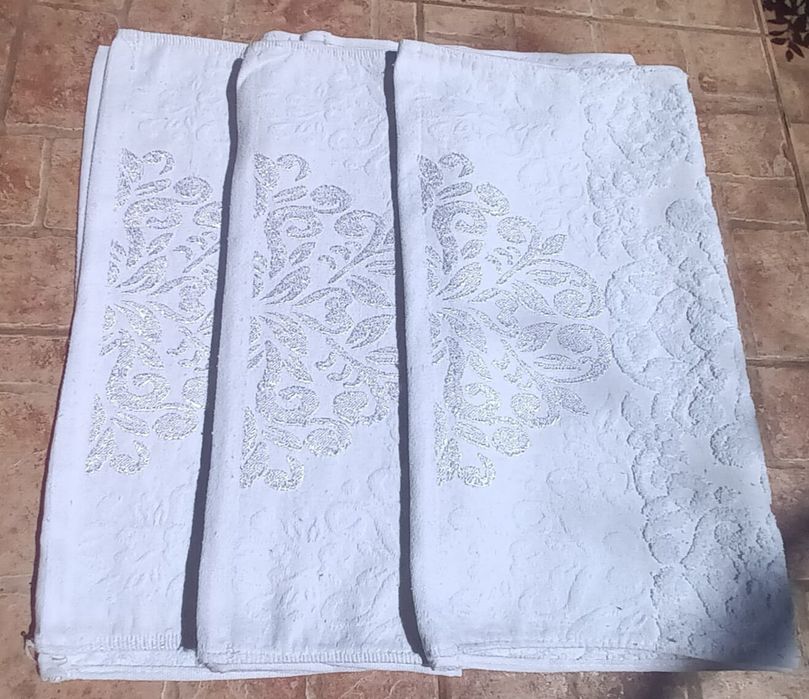 Set 3 prosoape baie 50x100 cm, albe