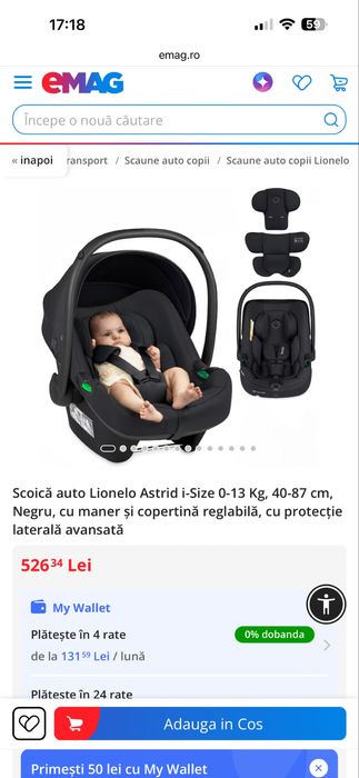 Scoică auto Lionelo Astrid i-Size, Noua