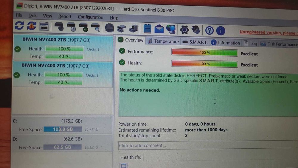 SSD ACER  Biwin Nv7400 M.2 PCIe Gen4, de 2TB, 7450 MB/s -NOU