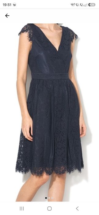 Rochie evazata cu plasa brodata, Bleumarin inchis, 38