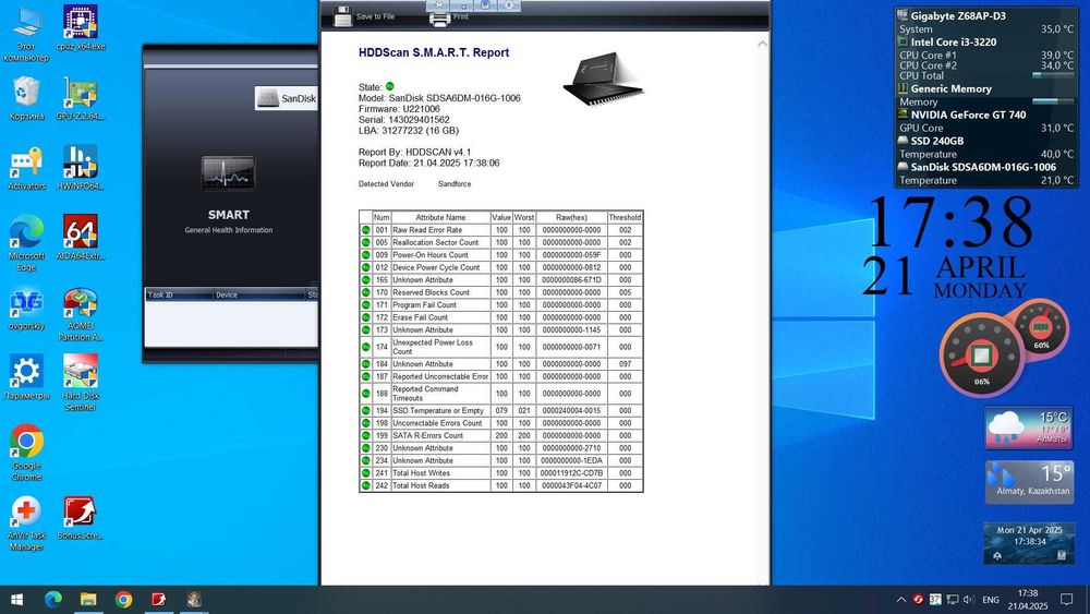 SSD диск разъём mSATA SanDisk 16Gb SATA3