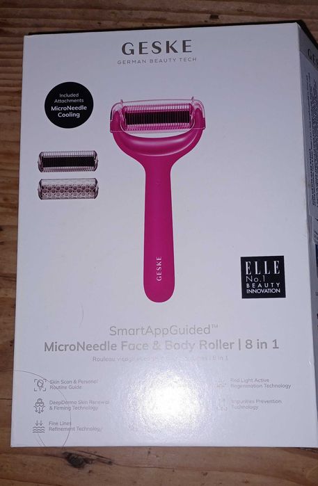 Roller pentru masaj facial si corporal 8 in 1 MicroNeedle, Geske