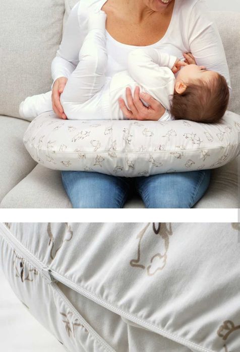 Husă pernă alăptare, model iepuraș/alb - 60x50x18 cm