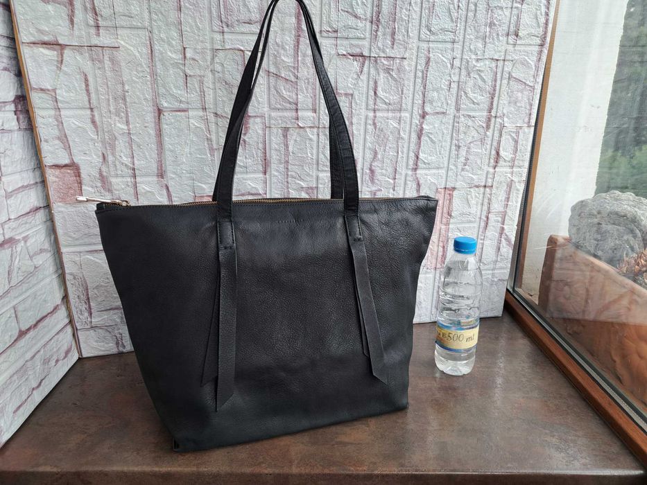 дамска чанта,Coccinelle,черна кожена торба-естествена кожа