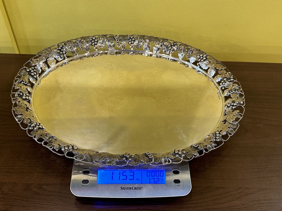Superba tava argint 800 vechi/semnata 1153 gr (UNICAT)