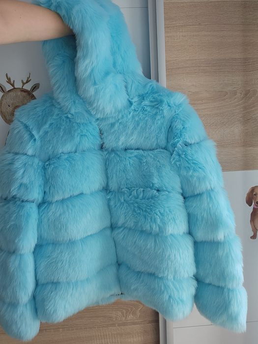 Страхотно чисто ново светло синьо/тюркоаз/палто