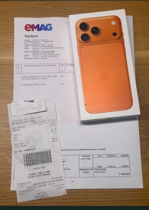 Vând iPhone 17 pro max sigilat. Telefonul este sigilat factura