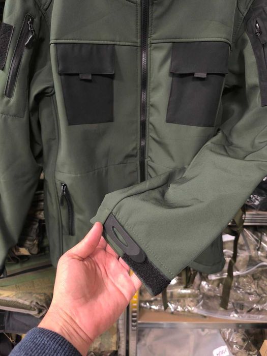 Тактическо софтшел яке / худи Тъмно зелено с поларена подплата