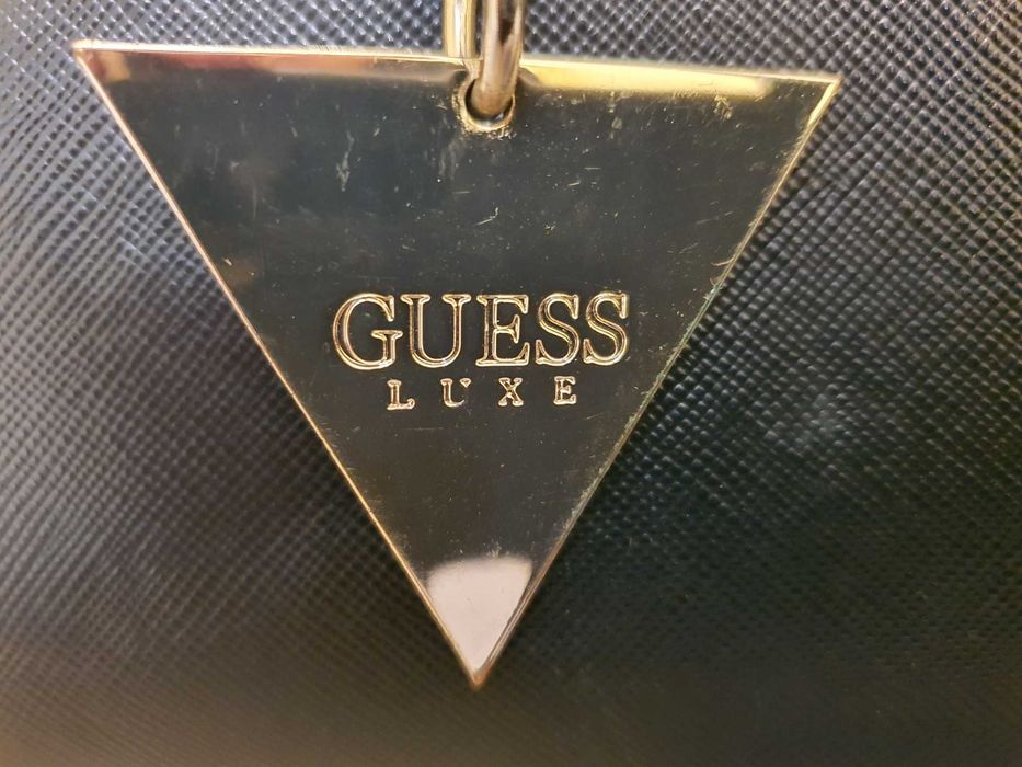 Чанта GUESS, черна, естествена кожа