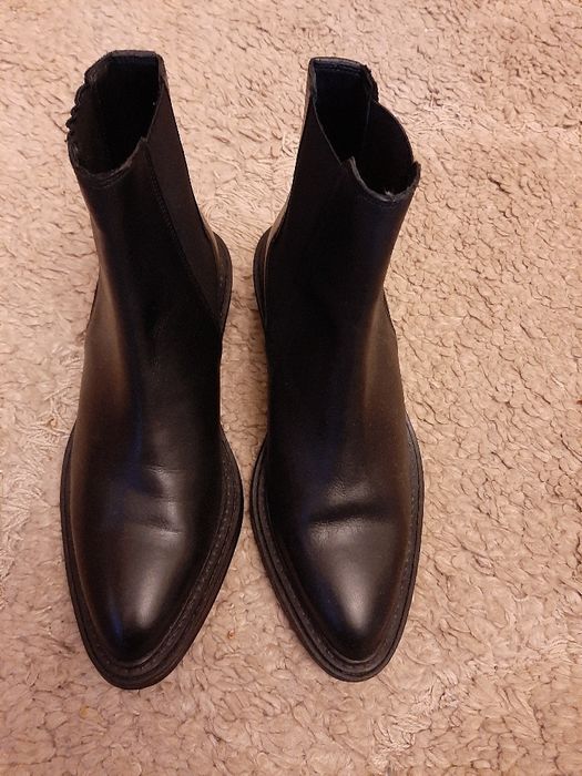 Ghete Chelsea Zara din piele cu varf ascuțit,model Balenciaga,Balmain,