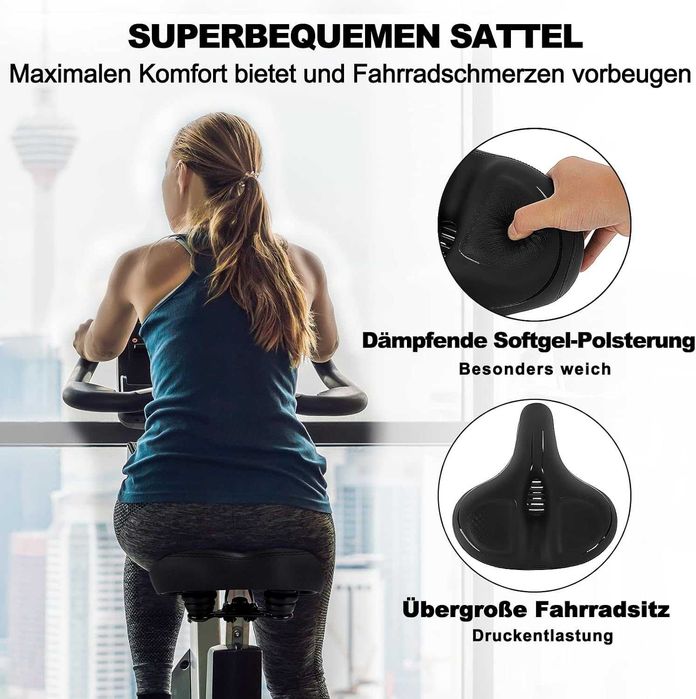 Șa de bicicletă ergonomică și extra lată TONBUX, cu spumă de memorie și suspensie