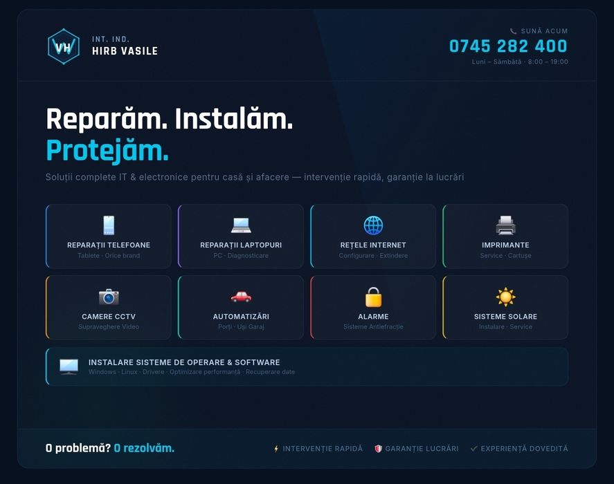 Instalare,reparatii si mentenanță