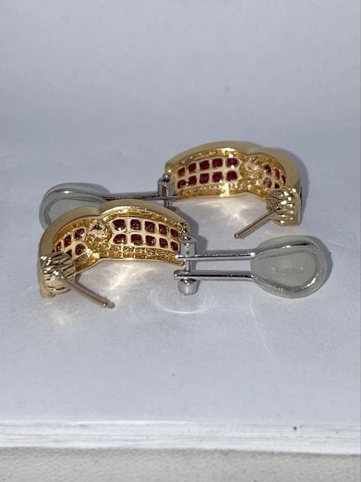 Cercei aur 18kt.cu rubine si diamante