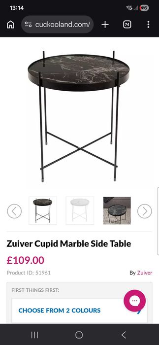 Masa de cafea Zuiver Cupid Marble