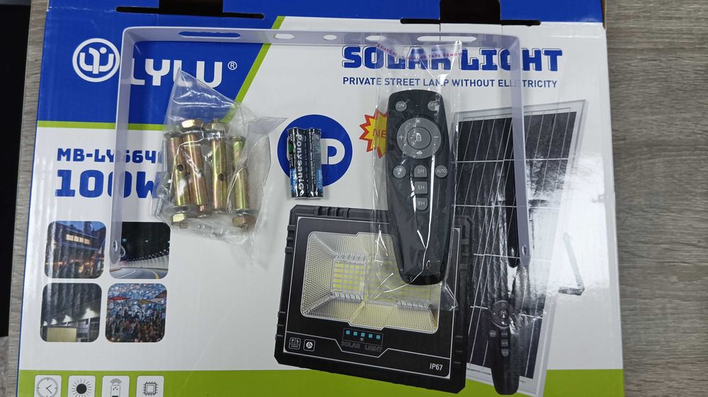 Соларен LED прожектор, панел, дистан външен монтаж 100W 200W 400W 600W