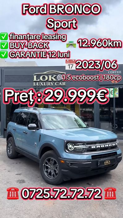 Ford BRONCO Sport-4x4--1.5-184cai-2024-12.900km-Inmatriculat-Nou