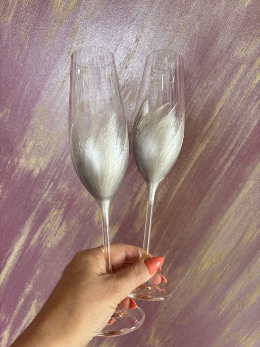 РАЗПРОДАЖБА!!! Рисувани сватбени ритуални чаши комплект от 2бр