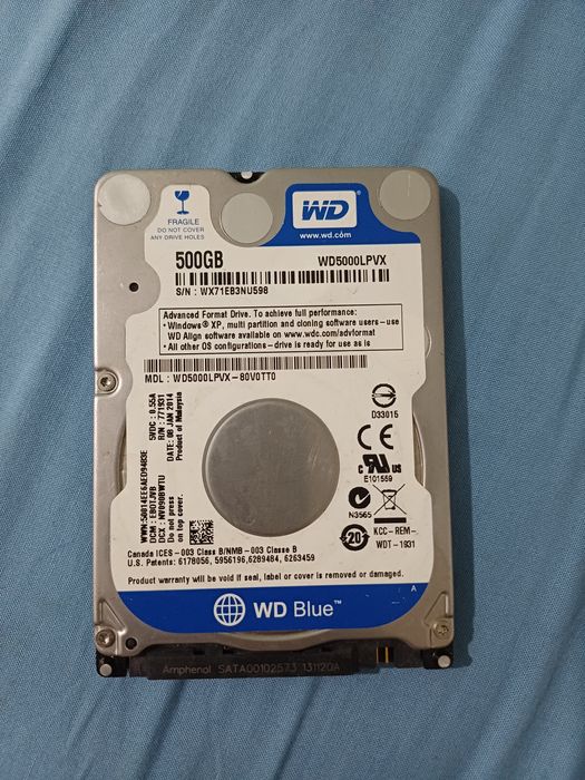 HARD 2.5 laptop 500Gb WD5000LPVX perfect functional