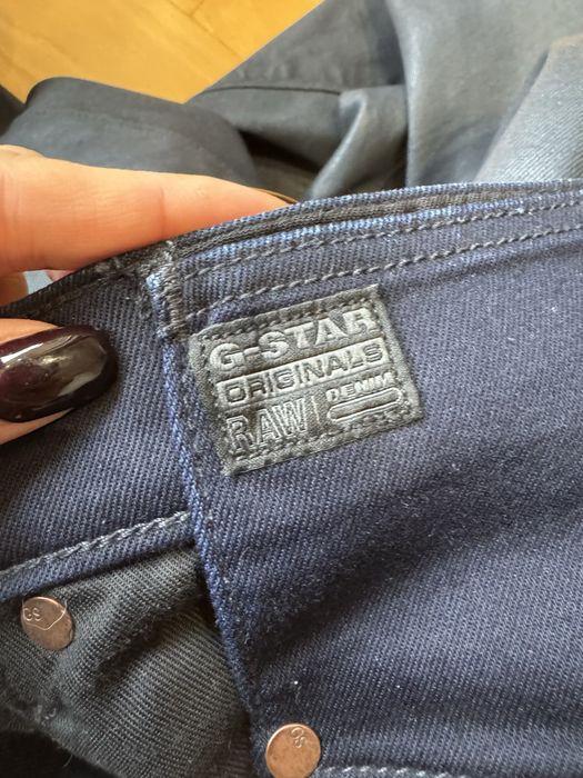 Дънки G Star Raw размер L промазана материя тип кожа тъмно син към чер