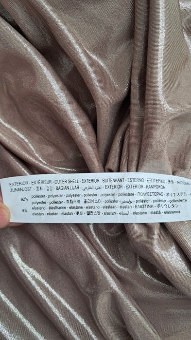 Rochie Zara aurie strapless mini XS – bodycon, efect satinat, party