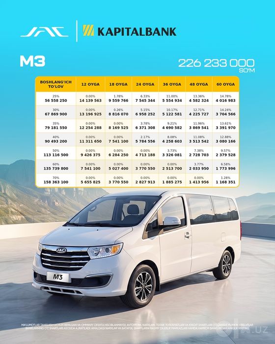 Jac M3 Boshlangich 5000$