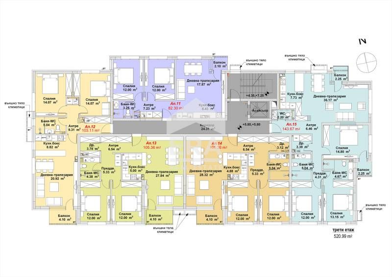 Продава се Тристаен апартамент в София, м-т Гърдова глава - 103 кв.м за 2163 €/кв.м - Снимка #3
