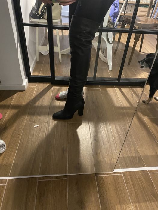 Cizme din piele peste genunchi Zara