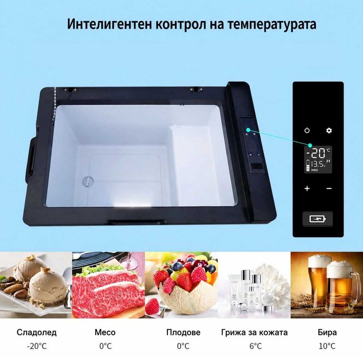 Портативен компресорен хладилник HAWEK C40 40L – 12V/24V/220V с охлаждане и замразяване
