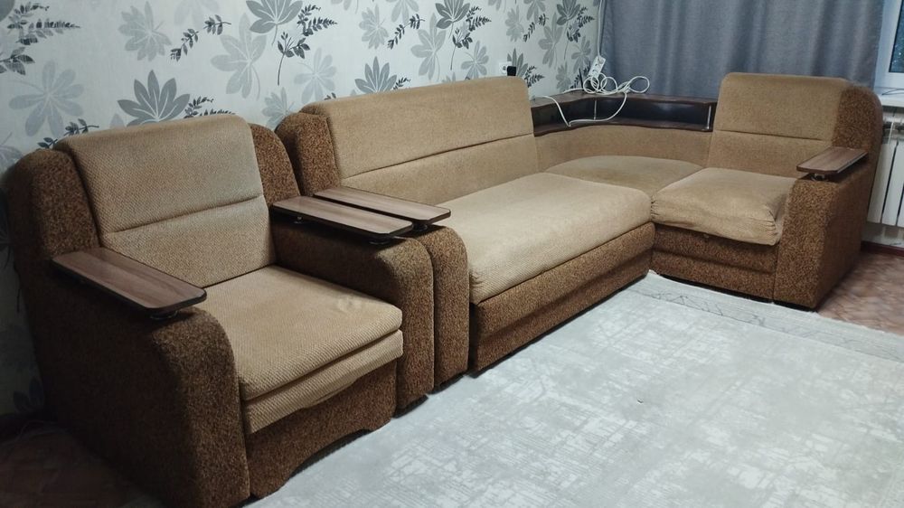 Мягкий уголок диван+кресло кровать