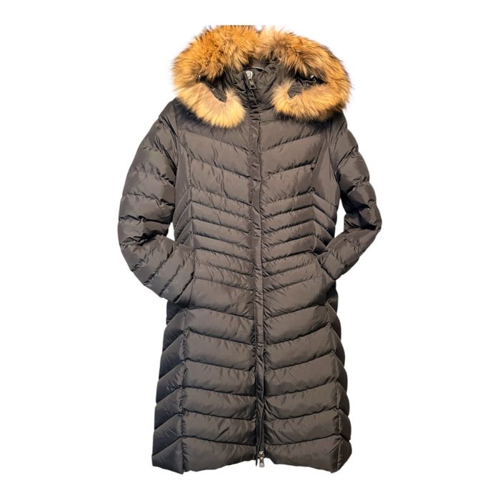 Промоция! Дълго черно Яке Moncler косъм от лисица